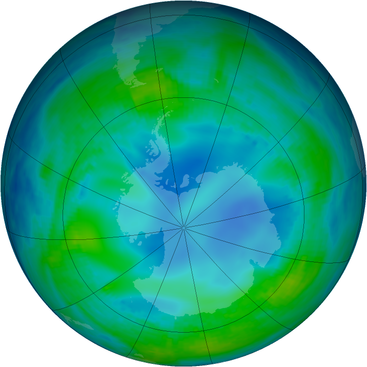 Antarctic ozone map for 16 May 1985